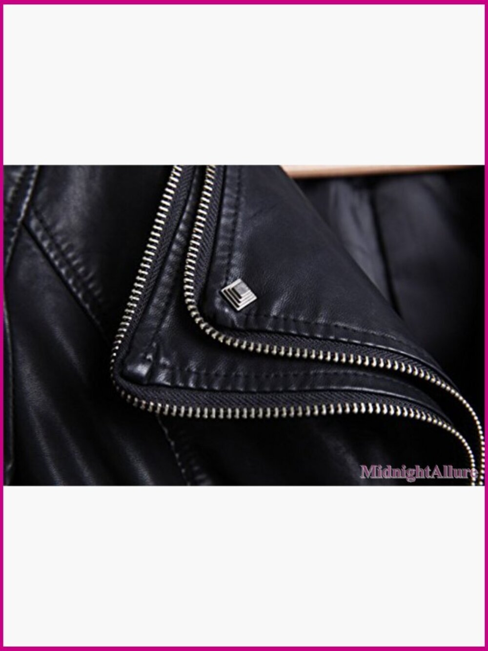 Faux Leather Moto Jacket with Studs, Detachable Hem, Fitted Waist - Picture 5 of 6
